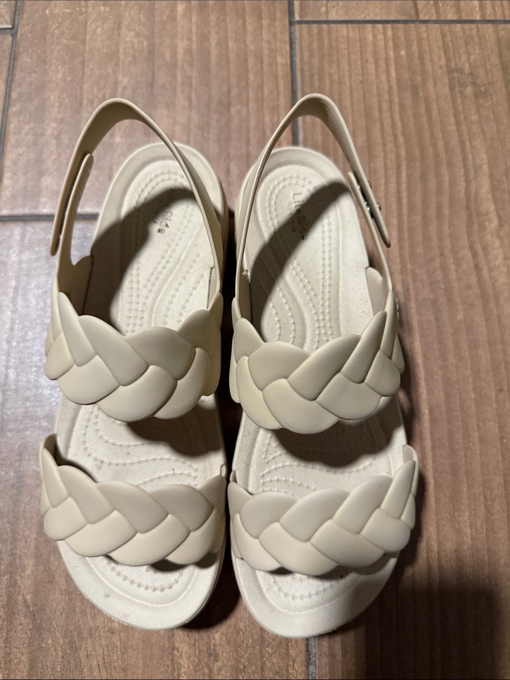 CROCS Women's Braided Slingback Platform Sandals — Cream